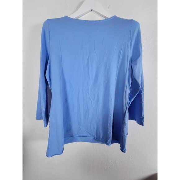 Habitat Blue 3/4 Sleeve Layered Tunic Top Womens Medium Cotton Blend Stretch - Picture 2 of 8